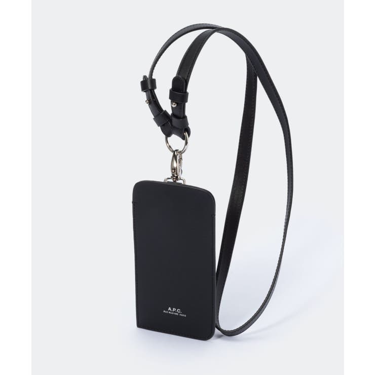 アーペーセーA.P.C.PXAWVH63521ショルダーバッグメンズバッグスマホショルダーネックポーチロゴフォンケースレザーホルダーストラップ小物入れ軽量お出掛けプレゼントギフトお祝いブラック