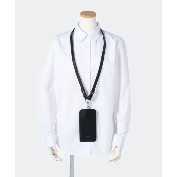 アーペーセーA.P.C.PXAWVH63521ショルダーバッグメンズバッグスマホショルダーネックポーチロゴフォンケースレザーホルダーストラップ小物入れ軽量お出掛けプレゼントギフトお祝いブラック