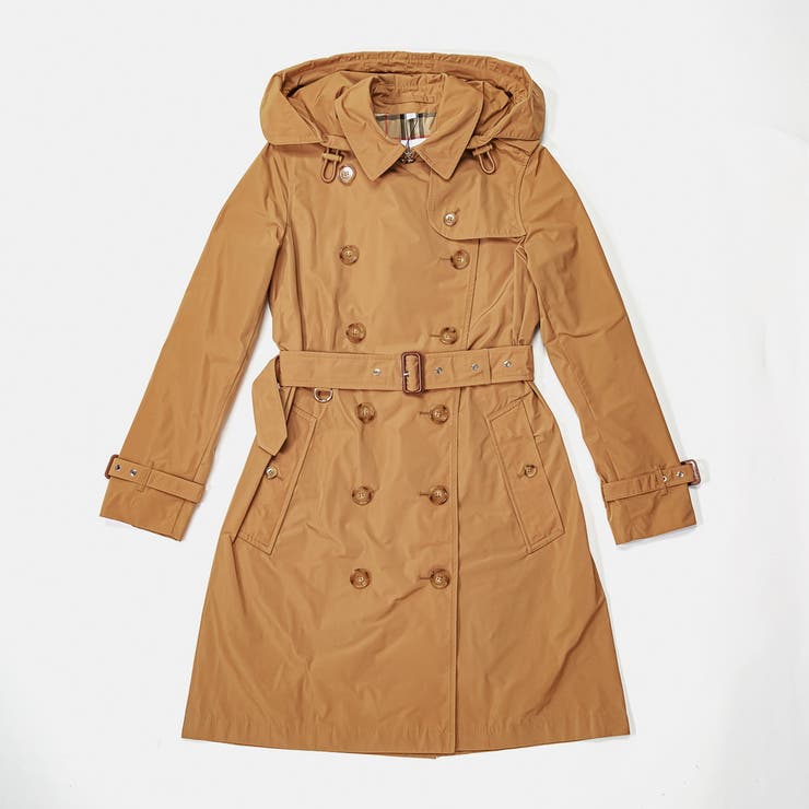 【エントリーでさらにP10倍！15日20時～4h限定】バーバリーBURBERRY8033521コートレディースアウタートレンチコートケンジントンデタッチャブルフードシェイプメモリータフタスプリングコートKENSINGTON春秋冬A1420キャメルベージュ46810