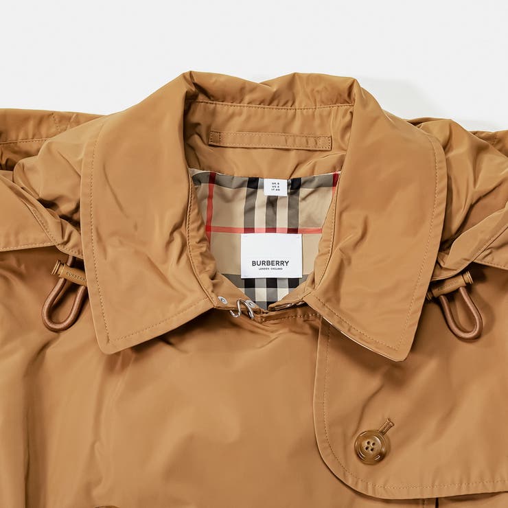 【エントリーでさらにP10倍！15日20時～4h限定】バーバリーBURBERRY8033521コートレディースアウタートレンチコートケンジントンデタッチャブルフードシェイプメモリータフタスプリングコートKENSINGTON春秋冬A1420キャメルベージュ46810