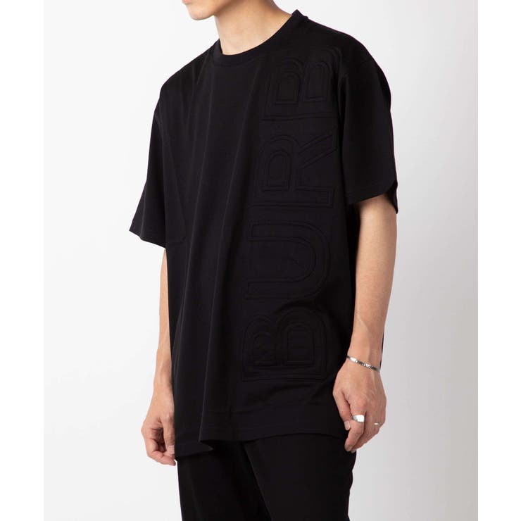 バーバリーBURBERRY8050731Tシャツメンズトップス半袖エンボスロゴコットンオーバーサイズロゴ刺繍カジュアルジャージーA1189プレゼントギフト贈り物誕生日記念お祝いブラックXSXL