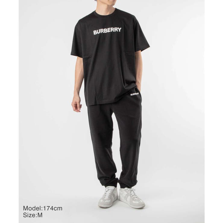 バーバリーBURBERRY8055307Ｔシャツメンズトップス半袖コットンクルーネックカットソーロゴプリントクルーネック黒カジュアルオーバーサイズブラックXSSMLXL