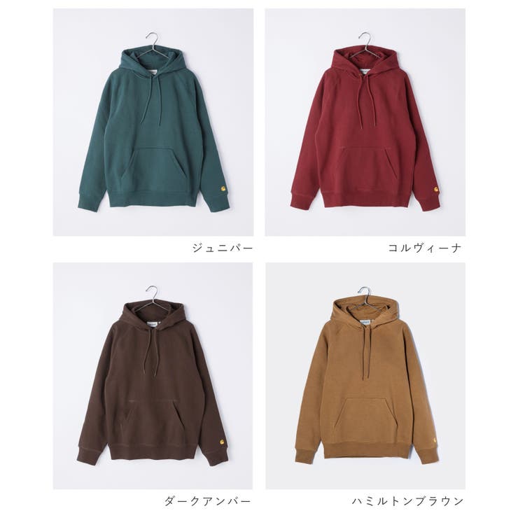 カーハートCarharttI026384スウェットメンズトップストレーナーチェイススウェットパーカー長袖HOODEDCHASESWEATSHIRTWIPフーデッドプルオーバーコットン綿カジュアル無地シンプルストリート保温厚手裏起毛XSSMLXLブラックネイビーグレー