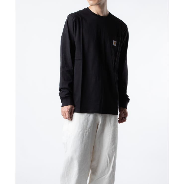 カーハートCarharttI022094Tシャツメンズトップス長袖ロングTシャツWIPスリーブクルーネックカットソーコットン綿ロンTロゴラベルL/SPOCKETT-SHIRT無地アウトドアストリートSMLXLブラックダークネイビーSMLXL