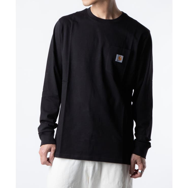 カーハートCarharttI022094Tシャツメンズトップス長袖ロングTシャツWIPスリーブクルーネックカットソーコットン綿ロンTロゴラベルL/SPOCKETT-SHIRT無地アウトドアストリートSMLXLブラックダークネイビーSMLXL