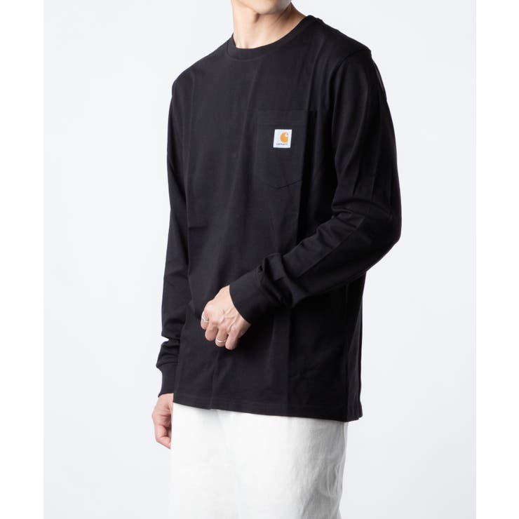 カーハートCarharttI022094Tシャツメンズトップス長袖ロングTシャツWIPスリーブクルーネックカットソーコットン綿ロンTロゴラベルL/SPOCKETT-SHIRT無地アウトドアストリートSMLXLブラックダークネイビーSMLXL