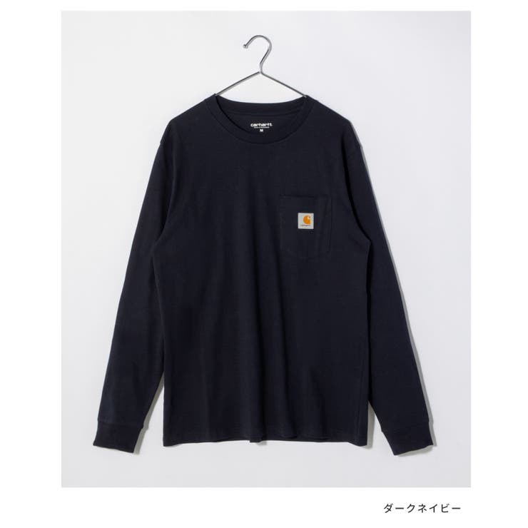 カーハートCarharttI022094Tシャツメンズトップス長袖ロングTシャツWIPスリーブクルーネックカットソーコットン綿ロンTロゴラベルL/SPOCKETT-SHIRT無地アウトドアストリートSMLXLブラックダークネイビーSMLXL