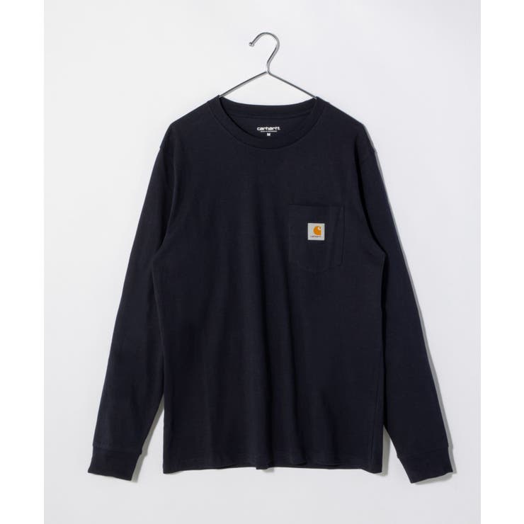 カーハートCarharttI022094Tシャツメンズトップス長袖ロングTシャツWIPスリーブクルーネックカットソーコットン綿ロンTロゴラベルL/SPOCKETT-SHIRT無地アウトドアストリートSMLXLブラックダークネイビーSMLXL
