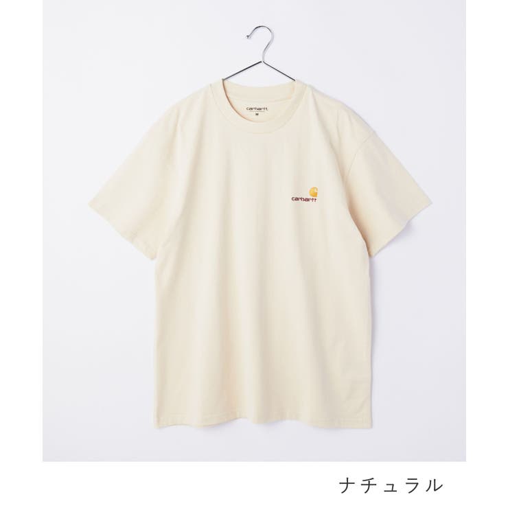 カーハートCarharttWIPI029956Tシャツメンズレディーストップス半袖ショートスリーブカジュアルストリートS/SAMERICANSCRIPTT-SHIRTシンプルカットソーワークコットンルーズフィットプレゼントギフトお出かけ02XX89XX03ホワイトブラックMLXL