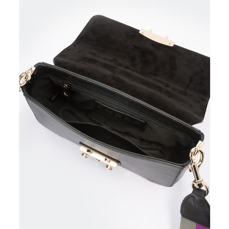 美品】FURLA フルラ 渋かっ メトロポリスミニ ブラック キーチャーム付き