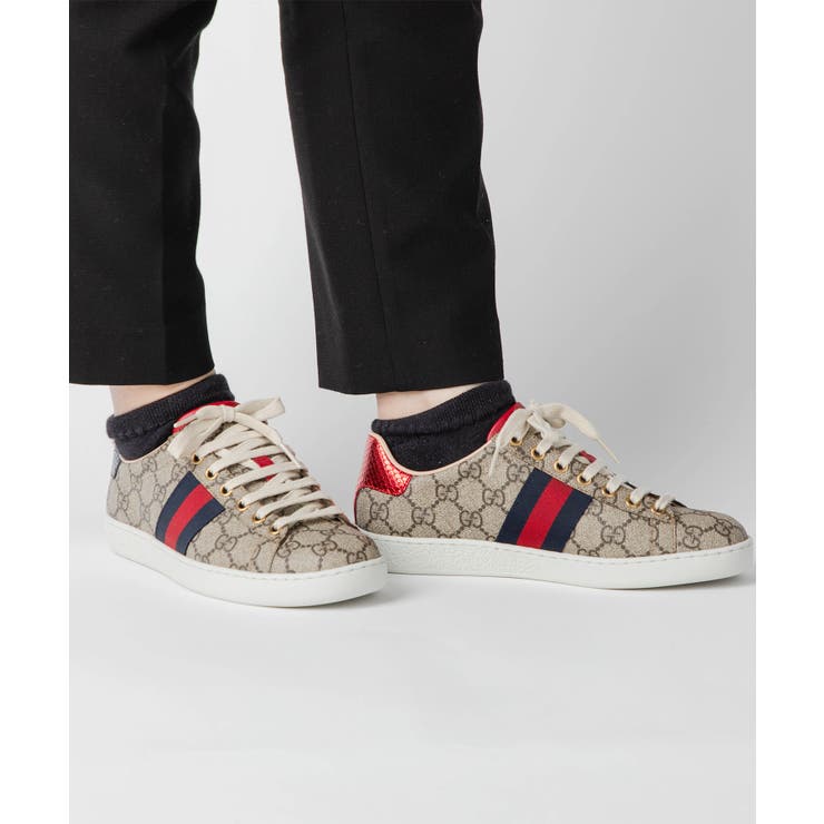 グッチGUCCI49941096G50スニーカーエースレディースシューズGGスプリームキャンパスシグネチャーACEエレガントローカットイタリア製カジュアルウィメンズ49941096G509768ベージュ22.5～25.0cm