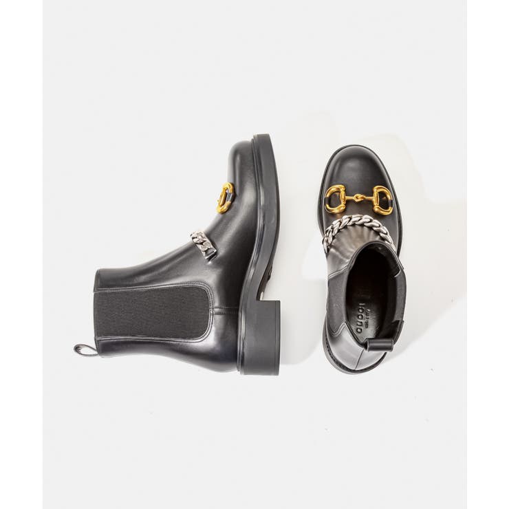 グッチGUCCI67039317K10ブーツレディースシューズチェルシーブーツウィメンズチェーン付きローヒールレザーホースビットラグジュアリーエレガントカジュアルギフトプレゼントブラック23.0～24.5cm
