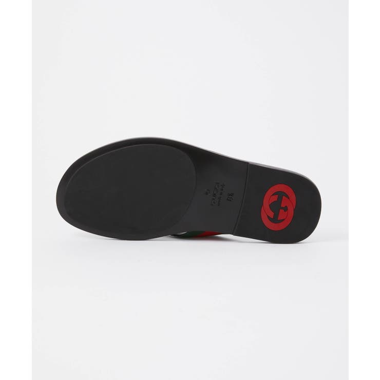 グッチGUCCI630307H9020サンダルメンズシューズトングサンダルウェブ付きレザークラシカルフラットストライプストラッププレゼントギフト靴ブラック27.0～28.5cm