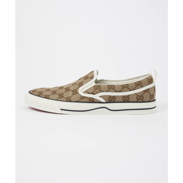 グッチGUCCI6434892HK30スニーカーメンズシューズスリッポンテニス1977GGキャンバスロゴフラットローカットラバーカジュアルイタリアブランドベージュ×エボニー27.0～28.5cm