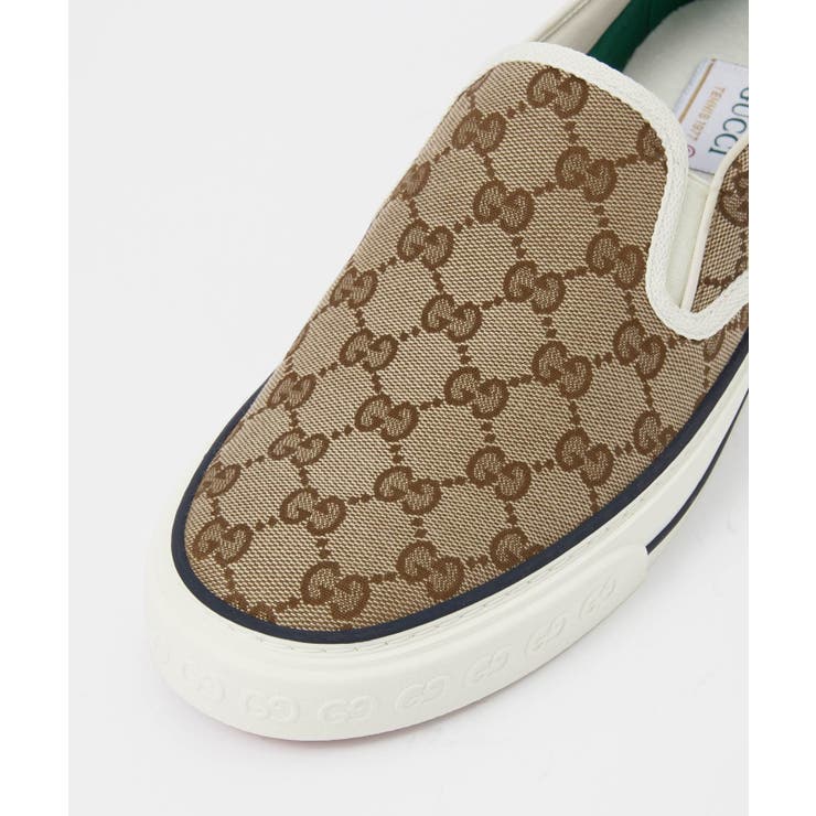 グッチGUCCI6434892HK30スニーカーメンズシューズスリッポンテニス1977GGキャンバスロゴフラットローカットラバーカジュアルイタリアブランドベージュ×エボニー27.0～28.5cm