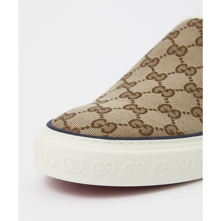 グッチGUCCI6434892HK30スニーカーメンズシューズスリッポンテニス1977GGキャンバスロゴフラットローカットラバーカジュアルイタリアブランドベージュ×エボニー27.0～28.5cm