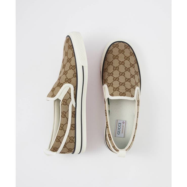 グッチGUCCI6434892HK30スニーカーメンズシューズスリッポンテニス1977GGキャンバスロゴフラットローカットラバーカジュアルイタリアブランドベージュ×エボニー27.0～28.5cm