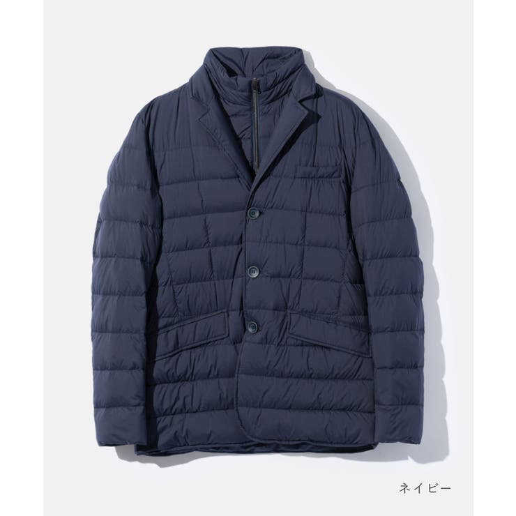 【全品送料無料】 HERNO】シルクウール ノーカラースーツ 紺 （美しい艶が上品な スーツ・フォーマル・ドレス