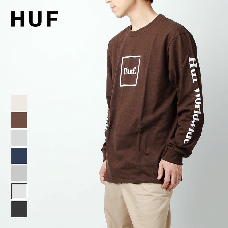 HUF tシャツ OG LOGO LS TEE / ハフ ヘビーウェイト 刺繍ロゴ