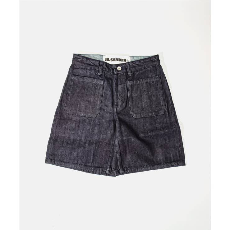 ジルサンダープラスJILSANDER+JPPU663167WU246700Wショートパンツレディースボトムスロゴパッチデニムバミューダパンツコットンカジュアルハーフパンツ405242526インチネイビー