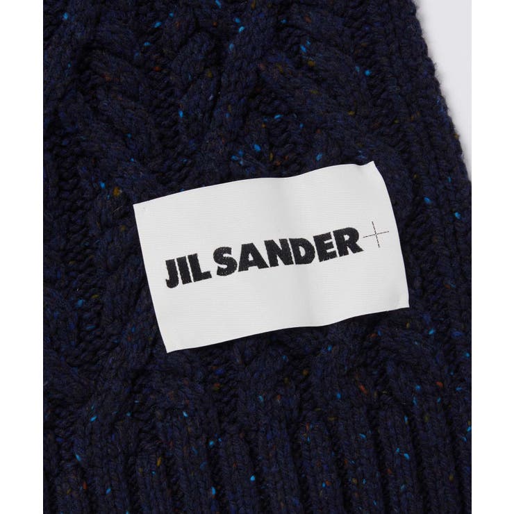 ジルサンダープラスJILSANDER+J40TE0007J14522マフラーレディースファッション小物ウールストールブランドロゴラベルスカーフケーブルニットチャンキーメリノおしゃれ秋冬防寒暖かいCHUNKYMERINOCABLEKNITSCARFホワイトダークネイビー