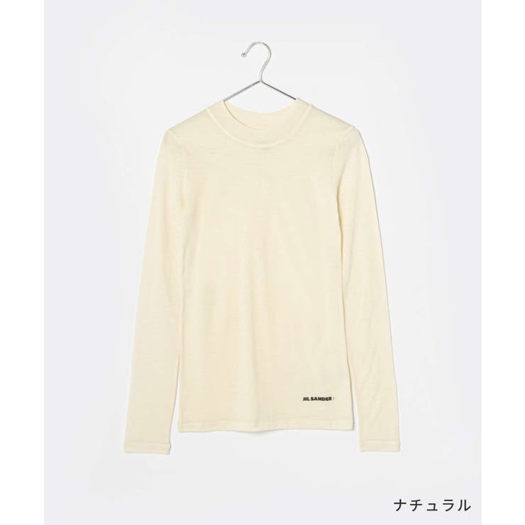 ジルサンダープラスJILSANDER+J40GC0022J70021Tシャツレディーストップス長袖ロングTシャツクルーネックカットソーテクニカルウールロンTロゴ大きいサイズありブラックナチュラルXSSMLXL