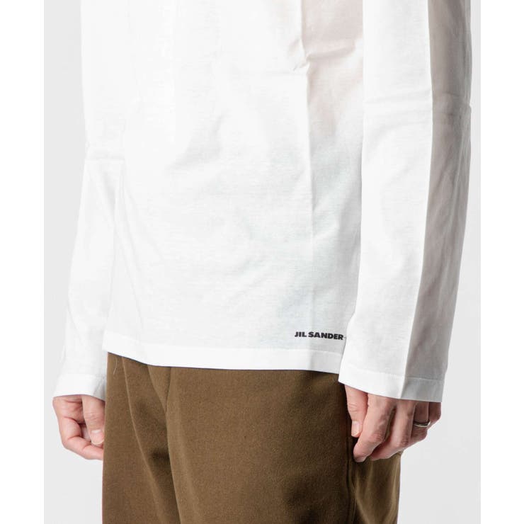 ジルサンダープラスJILSANDER+J47GC0013J45031Tシャツメンズトップス長袖ストリートスタイルロングスリーブUネック無地ロンTロゴカジュアル秋冬プレゼントギフトブラックホワイトSML
