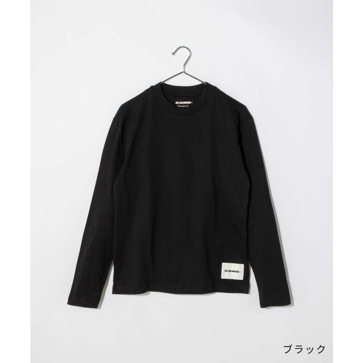 ジルサンダープラスJILSANDER+J40GC0002J45048Tシャツレディーストップス長袖ロングTシャツクルーネックカットソーコットンロンTロゴラベル大きいサイズありブラックホワイトXSSMLXL