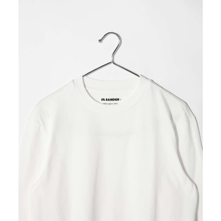 ジルサンダープラスJILSANDER+J40GC0002J45048Tシャツレディーストップス長袖ロングTシャツクルーネックカットソーコットンロンTロゴラベル大きいサイズありブラックホワイトXSSMLXL