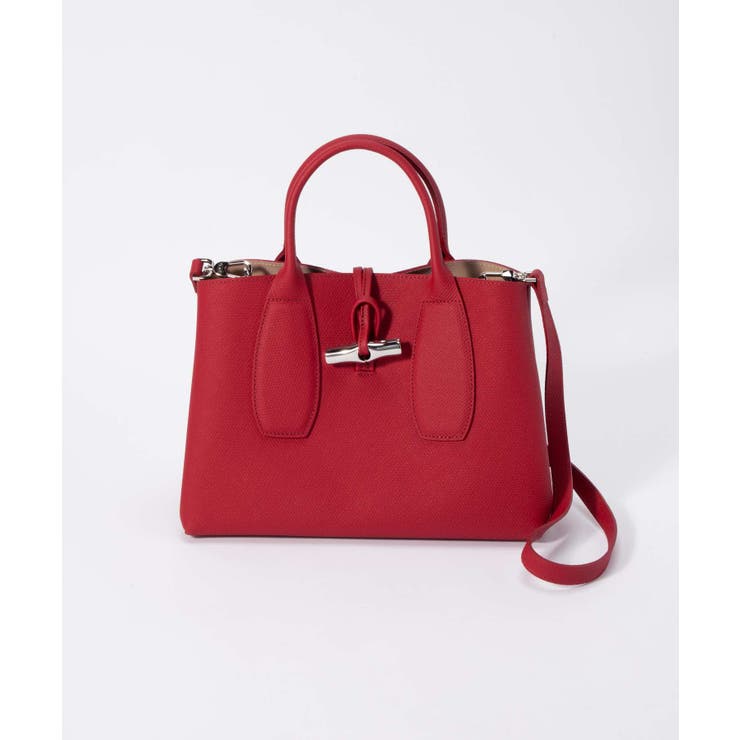 ロンシャンLONGCHAMP10058HPNハンドバッグレディースバッグロッソロゾショルダーバッグ2way手提げレザーお出かけ通勤旅行軽量ROSEAUTOPHANDLEBAGM鞄レッド