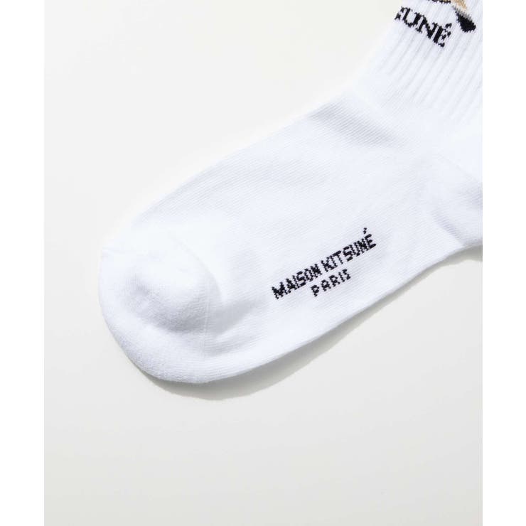 メゾンキツネMAISONKITSUNELM06405KT0010靴下FOXBLAZONSPORTYSOCKSメンズファッション小物フォックスブレイゾンスポーティソックスシンプルロゴコットンくつ下アンクル無地プレゼントギフトホワイト36/39、40/45