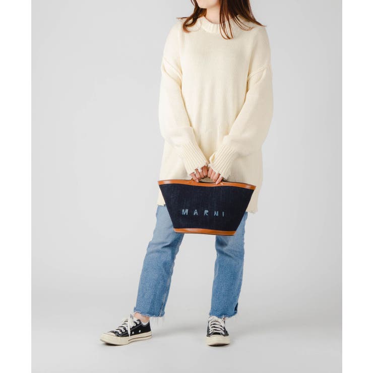 マルニMARNIBMMP0097L1P4891ハンドバッグトロピカリアレディースバッグショルダーバッグTROPICALIAデニムスモールトートバッグ手提げレザーバスケットロゴ通勤通学旅行おしゃれプレゼントギフト贈り物シンプル誕生日記念お祝いネイビー