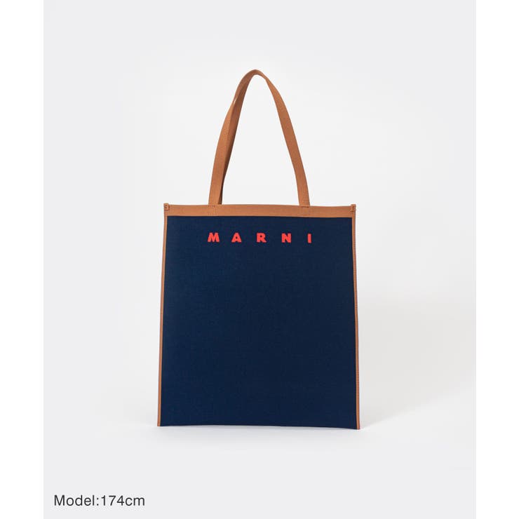 マルニMARNISHMQ0033A0P4602トートバッグメンズバッグジャガードブランドロゴ通勤旅行おしゃれショッピングバッグプレゼントギフト鞄贈り物シンプル誕生日記念お祝いネイビー×ブラウンカーキ×ブラック