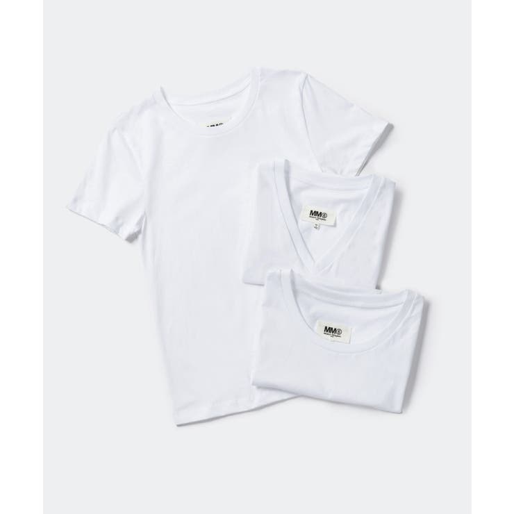エムエム6MM6S52GC0280S24405Tシャツレディーストップス3枚セットメゾンマルジェラ半袖カットソータグロゴクルーネックカジュアルシンプル春夏コットン綿ホワイトグレーブラックSML