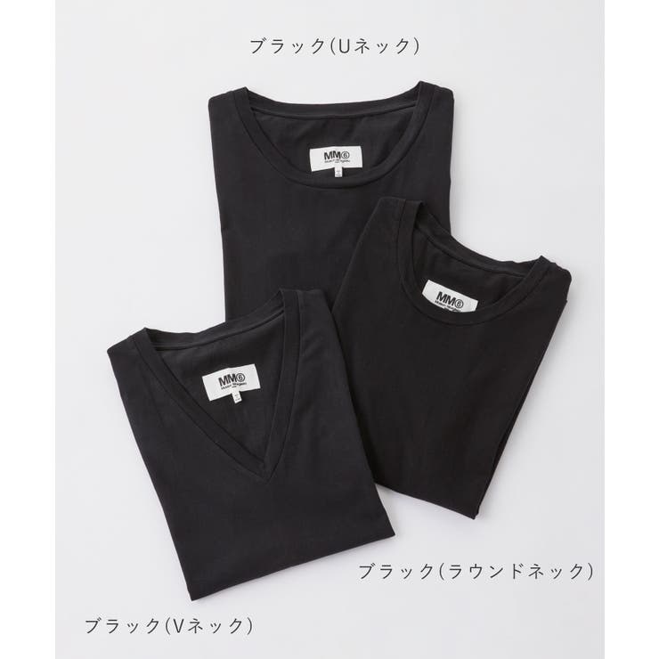 エムエム6MM6S52GC0189S24405Tシャツレディーストップスメゾンマルジェラ半袖カットソーパックTVネックラウンドネックカジュアルシンプル春夏コットン綿無地ブラックSML