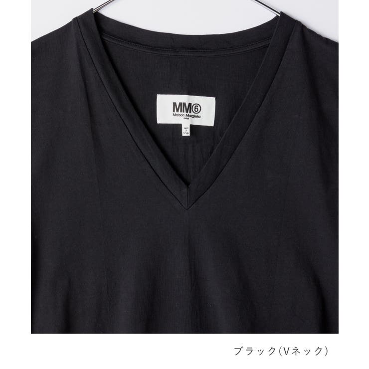 エムエム6MM6S52GC0189S24405Tシャツレディーストップスメゾンマルジェラ半袖カットソーパックTVネックラウンドネックカジュアルシンプル春夏コットン綿無地ブラックSML