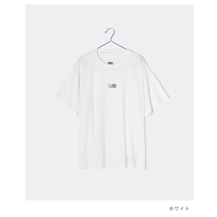 エムエム6MM6S52GC0267S24312Tシャツレディーストップスメゾンマルジェラ半袖カットソーナンバーロゴクルーネックカジュアルシンプル春夏コットン綿ホワイトブラックXSSM