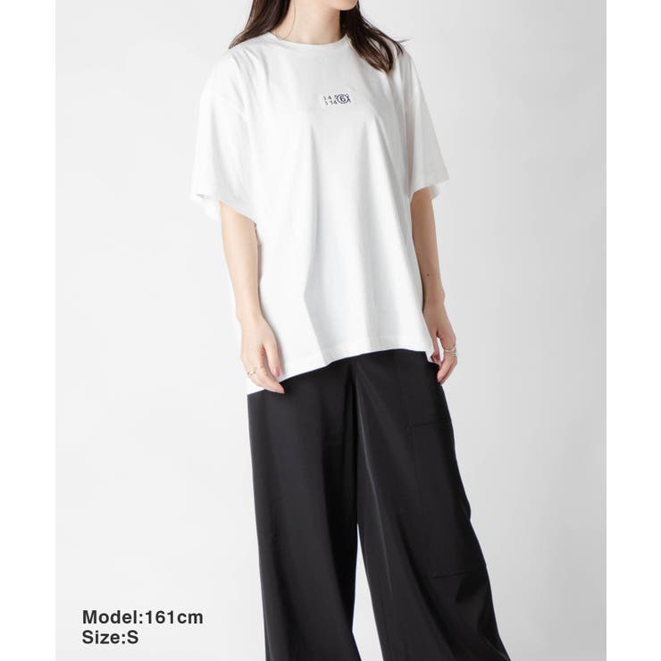 エムエム6MM6S52GC0267S24312Tシャツレディーストップスメゾンマルジェラ半袖カットソーナンバーロゴクルーネックカジュアルシンプル春夏コットン綿ホワイトブラックXSSM