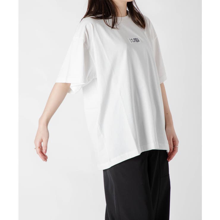 エムエム6MM6S52GC0267S24312Tシャツレディーストップスメゾンマルジェラ半袖カットソーナンバーロゴクルーネックカジュアルシンプル春夏コットン綿ホワイトブラックXSSM