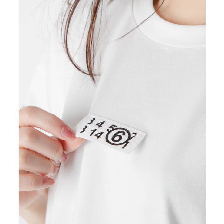 エムエム6MM6S52GC0267S24312Tシャツレディーストップスメゾンマルジェラ半袖カットソーナンバーロゴクルーネックカジュアルシンプル春夏コットン綿ホワイトブラックXSSM
