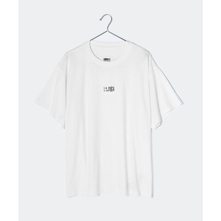エムエム6MM6S52GC0267S24312Tシャツレディーストップスメゾンマルジェラ半袖カットソーナンバーロゴクルーネックカジュアルシンプル春夏コットン綿ホワイトブラックXSSM