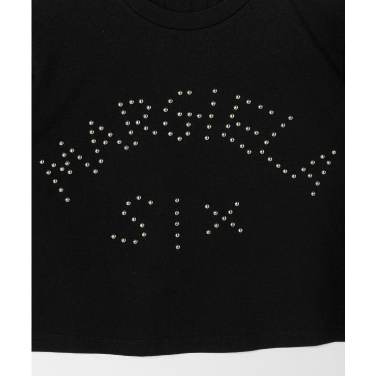 エムエム6MM6S62GD0121S23588Tシャツレディーストップスメゾンマルジェラ半袖カットソーショート丈ロゴTスタッズ装飾クルーネックカジュアルシンプル春夏コットン綿大きいサイズホワイトブラックXSSM