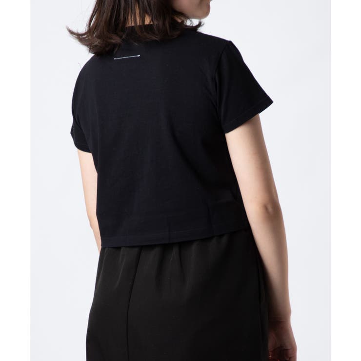 エムエム6MM6S62GD0121S23588Tシャツレディーストップスメゾンマルジェラ半袖カットソーショート丈ロゴTスタッズ装飾クルーネックカジュアルシンプル春夏コットン綿大きいサイズホワイトブラックXSSM
