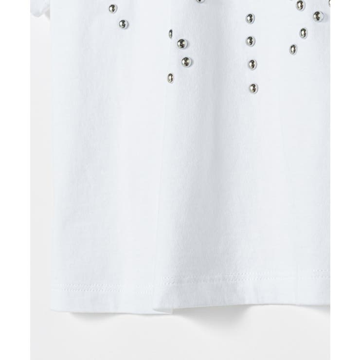エムエム6MM6S62GD0121S23588Tシャツレディーストップスメゾンマルジェラ半袖カットソーショート丈ロゴTスタッズ装飾クルーネックカジュアルシンプル春夏コットン綿大きいサイズホワイトブラックXSSM