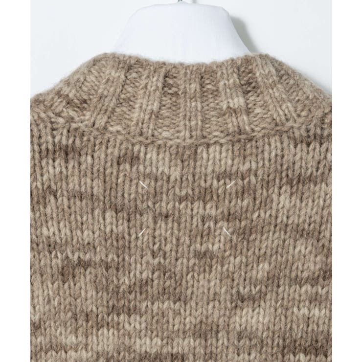 メゾンマルジェラMAISONMARGIELASI0TH0001S17802ベストSTOLEレディーストップスVネックボタニカルダイニットタバードリブ編み4ステッチオーバーサイズコットンウールジレウェア秋冬シンプルギフトプレゼントライトブラウンブラウンSM
