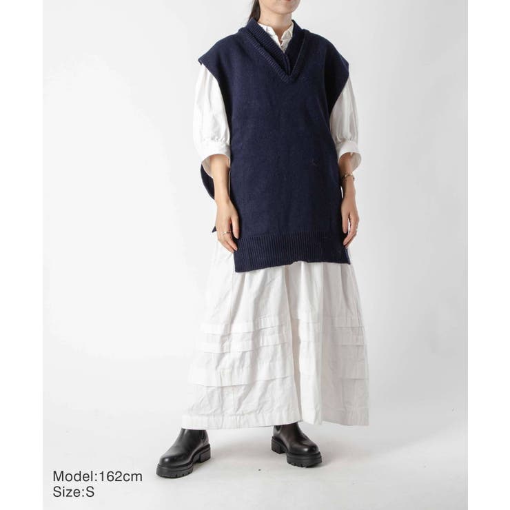 メゾンマルジェラMAISONMARGIELASI1TH0001S18064ベストSTOLEメンズトップスニットVネックウールリネンタバードリブ編み4ステッチコットンジレオーバーサイズウェア秋冬シンプルギフトプレゼントネイビーグリーングレーXSSM