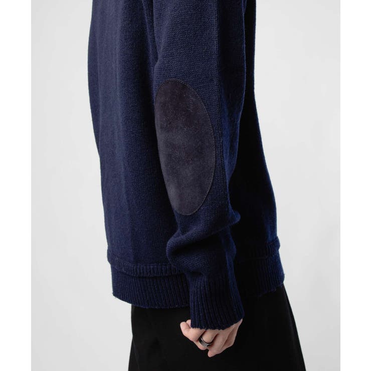 メゾンマルジェラMAISONMARGIELASI1GP0001S18064ニットSWEATERメンズトップス長袖エルボーパッチセータークルーネックロングスリーブリブ編み4ステッチ秋冬ネイビーXSSML