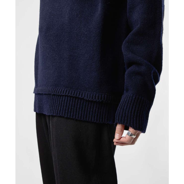 メゾンマルジェラMAISONMARGIELASI1GP0001S18064ニットSWEATERメンズトップス長袖エルボーパッチセータークルーネックロングスリーブリブ編み4ステッチ秋冬ネイビーXSSML