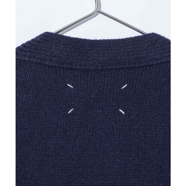 メゾンマルジェラMAISONMARGIELASI1GP0003S18064ニットSWEATERメンズトップス長袖エルボーパッチカーディガンVネックロングスリーブリブ編み4ステッチ秋冬ネイビーXSSML