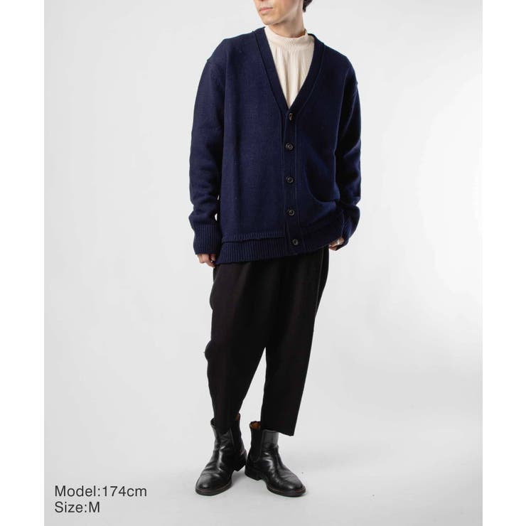 メゾンマルジェラMAISONMARGIELASI1GP0003S18064ニットSWEATERメンズトップス長袖エルボーパッチカーディガンVネックロングスリーブリブ編み4ステッチ秋冬ネイビーXSSML